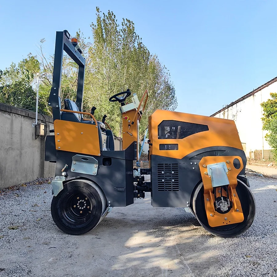 Baru 300Kg 3 Ton Mesin Diesel Mini Pemadat Rol Jalan Rol Drum Ganda