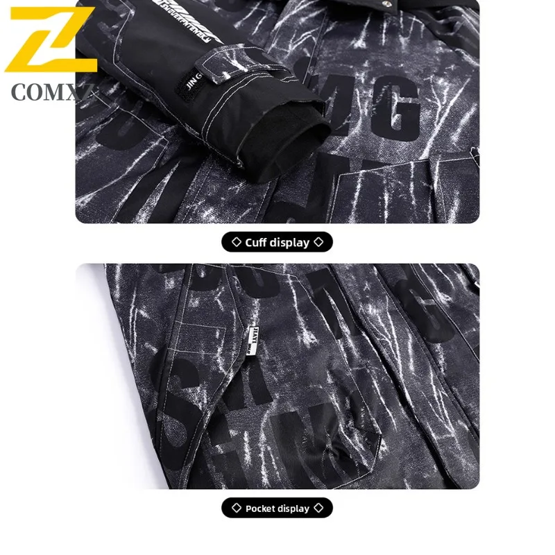 COMXZ Men Puffer Jacket Hong Kong Style Trendy Ski Street Warm Loose Travel Cotton Padded Jacket High Quality Snow Winter Jacket