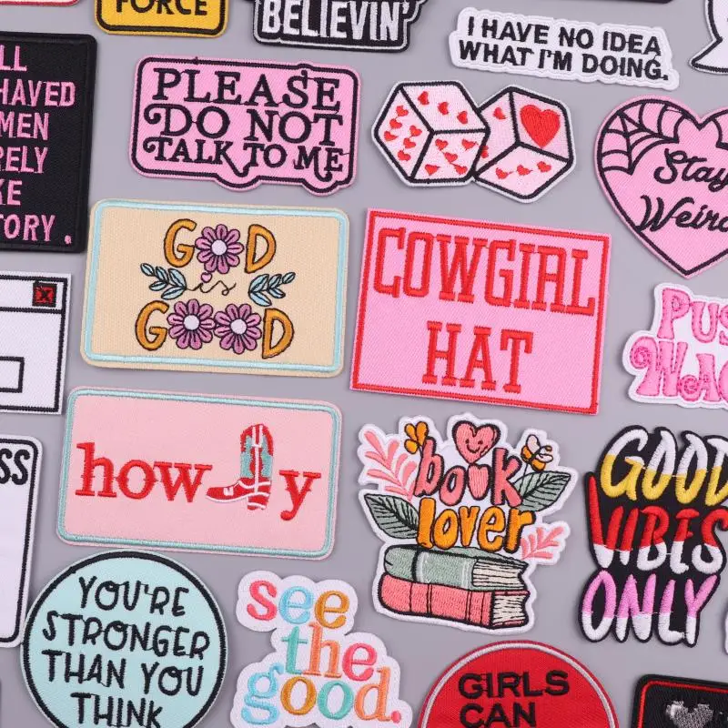 Western Cowgirl Hat Iron On Patches For Clothing Thermoadhesive Patch On Jeans/Hat Book Lover Embroidered Patches For Clothes