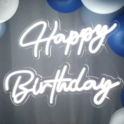 Led Large Happy Birthday Neon Sign Light for Wall Decor Wedding Party Transparent Acrylic Custom Neon Light Sign Wedding Party