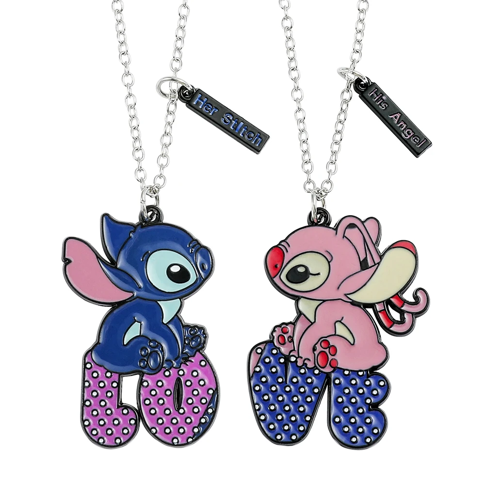 1pc Disney Couple Stitch Pendant Necklace Good Friend Necklace Friendship Couple Lover Valentine Christmas and Birthday Gifts