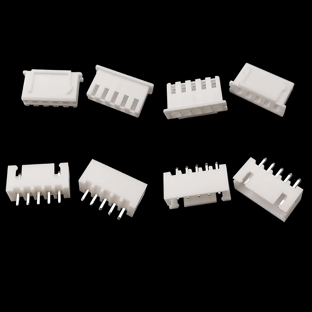 100Pcs JST XH 2.54mm Pitch 2/3/4/5 Pin Plastic Shell Male Plug Female Jack Socket Terminals Housing Wire Connector XH2.54 White