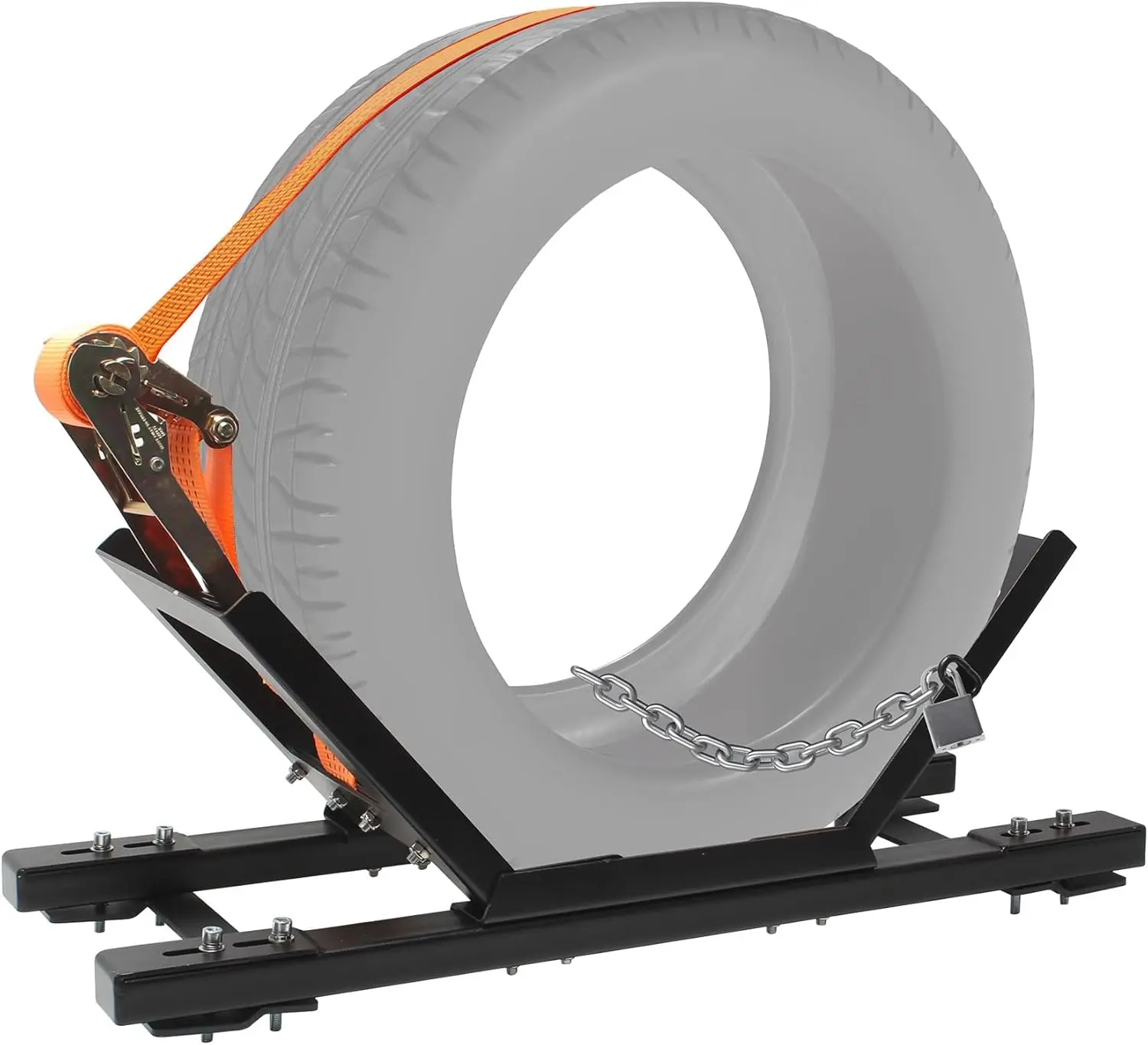 

Регулируемая стойка для запасного колеса для полугрузовика с храповым механизмом, цепью и замком — стальное крепление для багажника