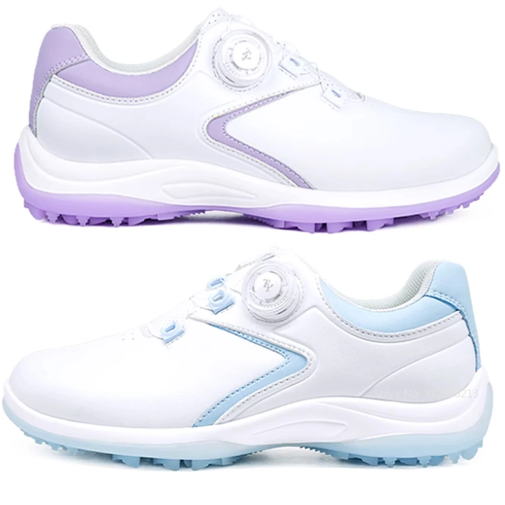 Ttygj GM Nieuwe Golfschoenen Dames Super Waterdichte Knop Kant Sportschoenen Golf Anti Slip Studs Popcorn Mid Sole Casual Schoenen