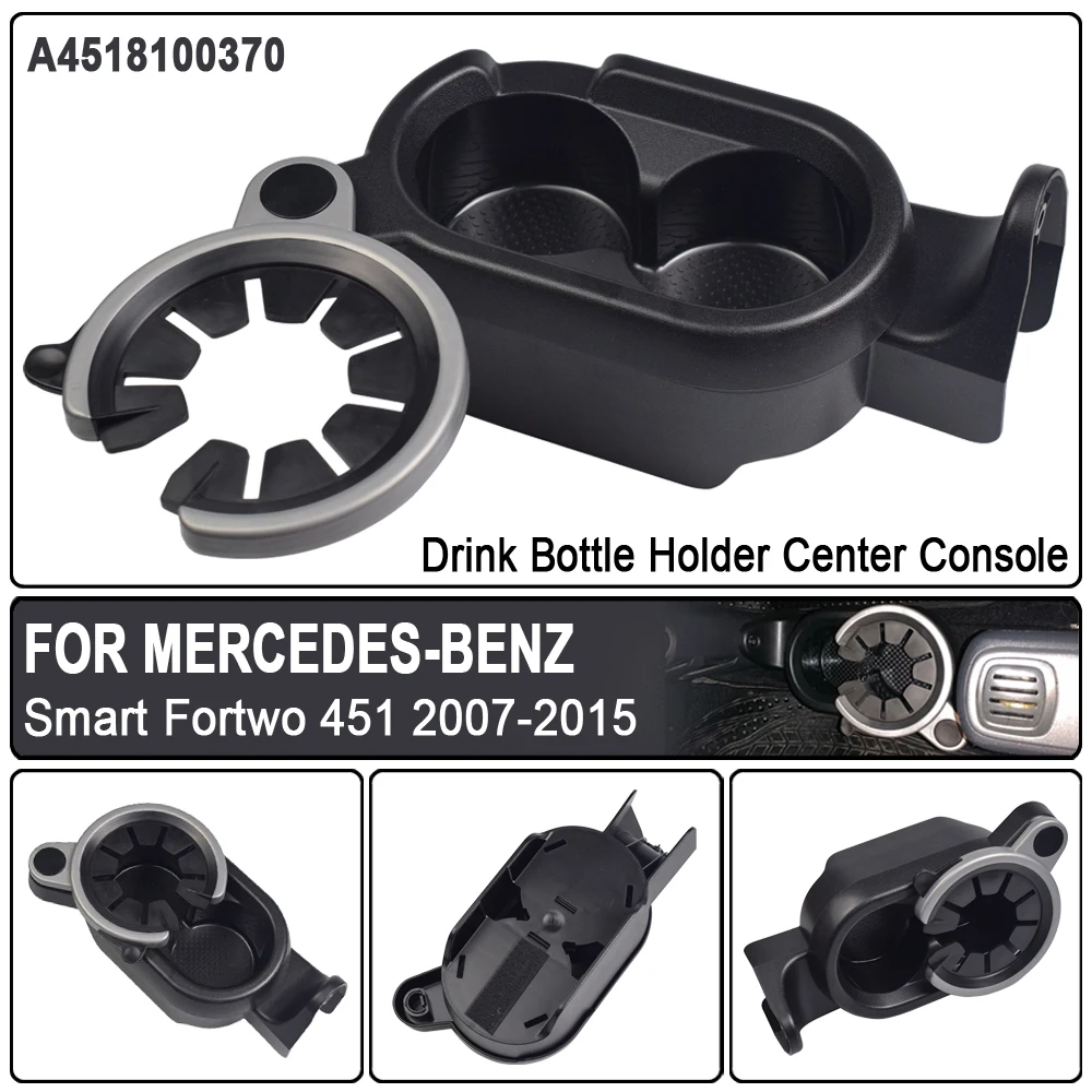 Upgraded Car Drinks Holder Cup Mount Center Console Double Cup Holder for Mercedes-Benz Smart Fortwo 451 2007-2014 A4518100370