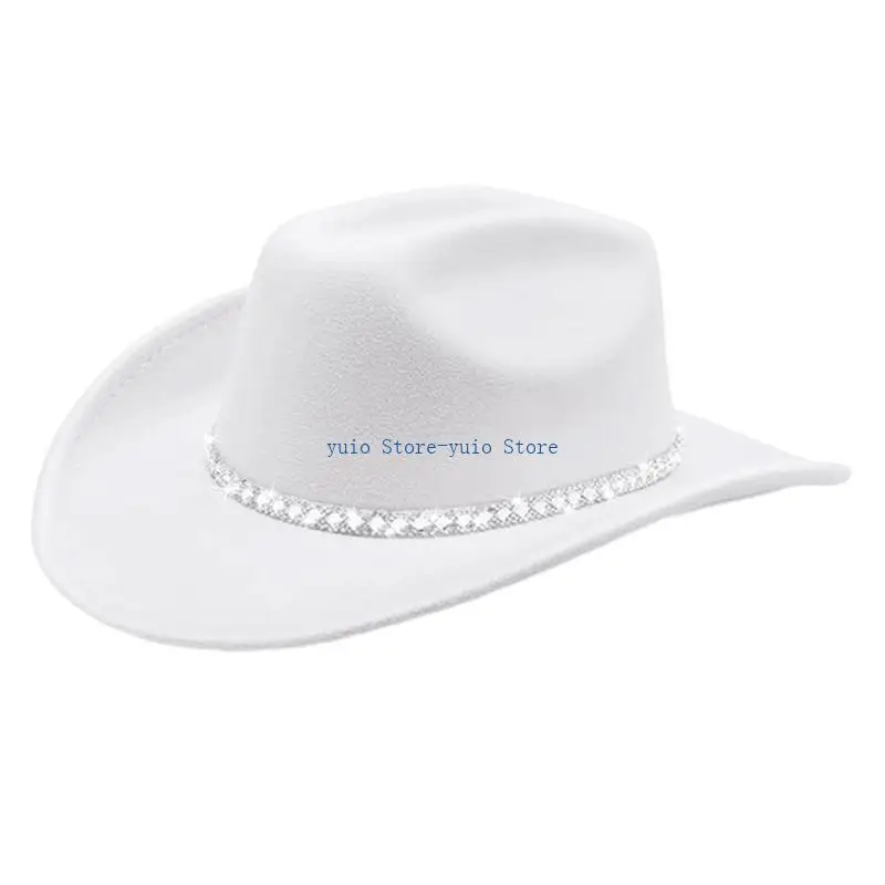 X7XB Rhinestones Western Hat For Men Women Unisex Use In Various Fashion Outfits And Activities