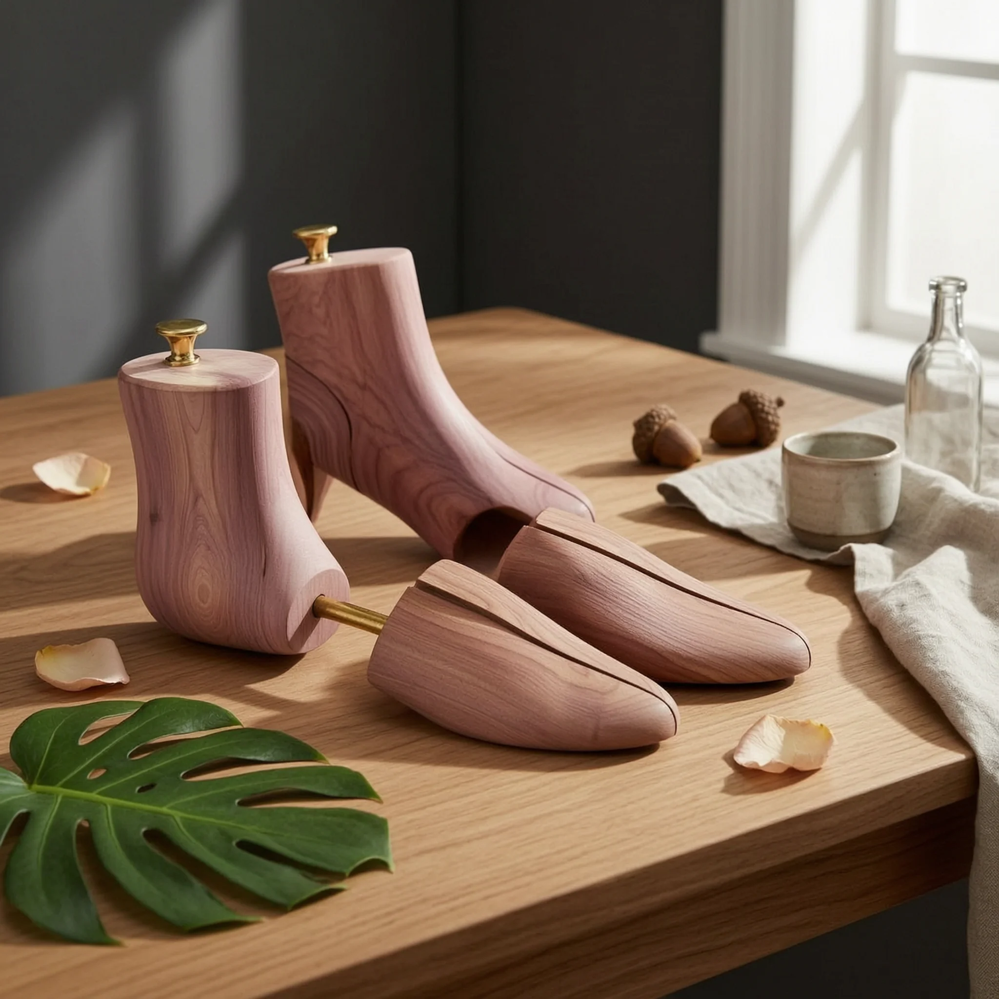 Cedar Boot Tree Fragrant Shoe Tree with Metal Rod Shaper Easy to Use Long-Lasting for Closet Storage