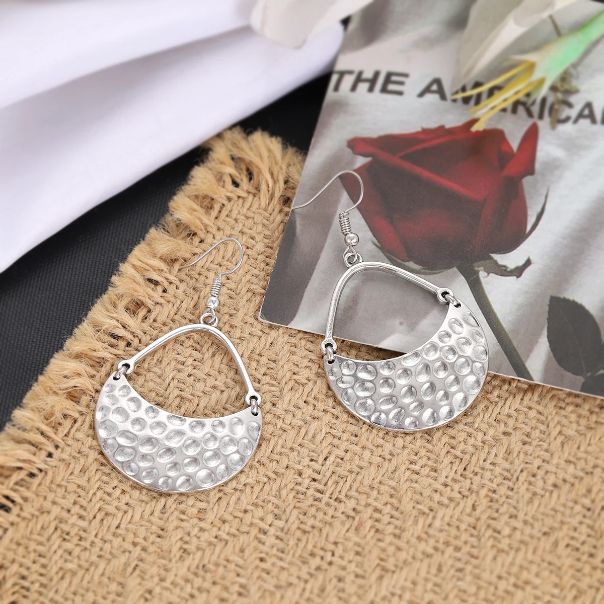 Ethnic Indian Fashion - Ethnic Hammered Geometric Earring Women's Antique