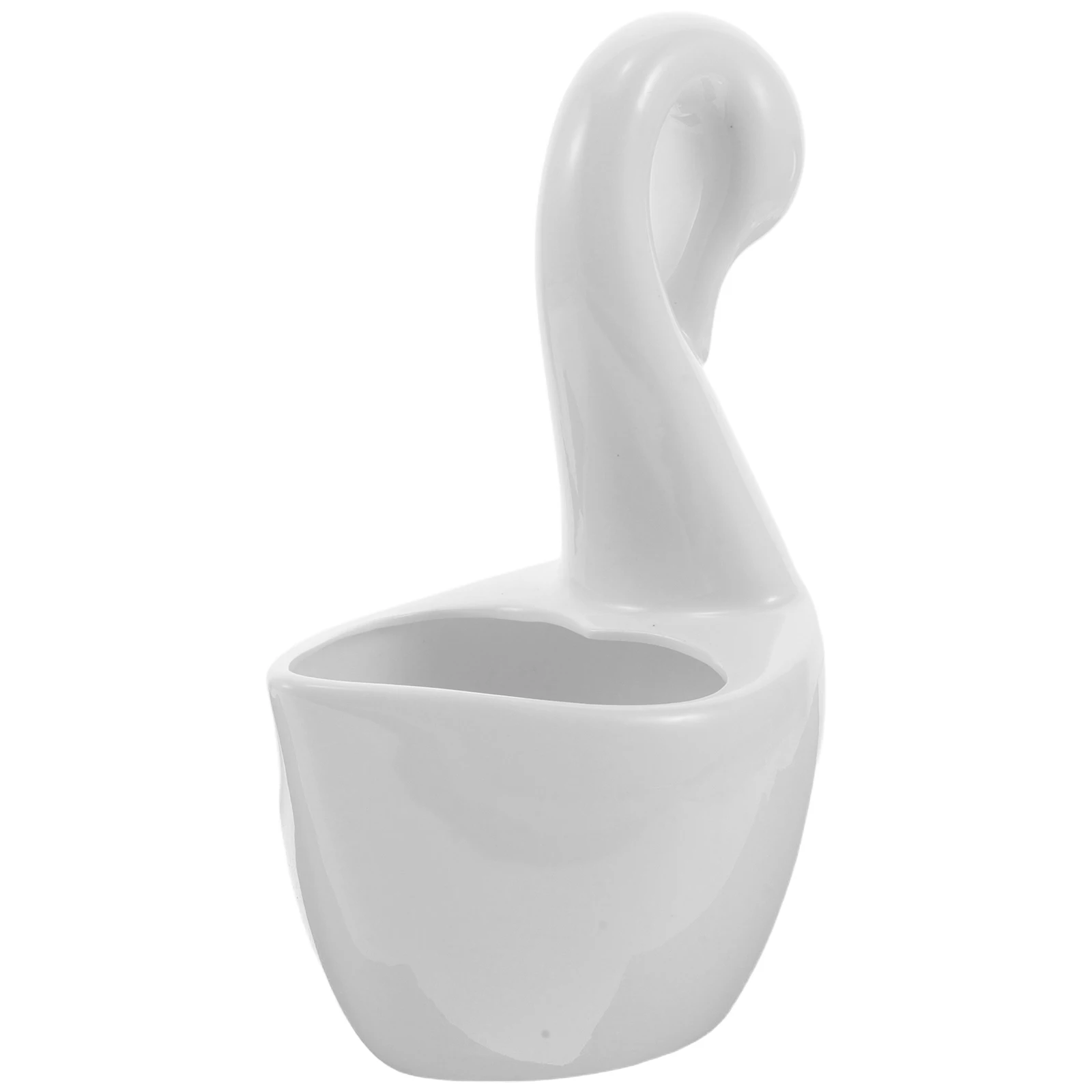 

White Ceramic Swan Spoon Holder for Kitchen Countertop Cutlery Organizer Holder Serving Utensil Storage Rack for Dining Table