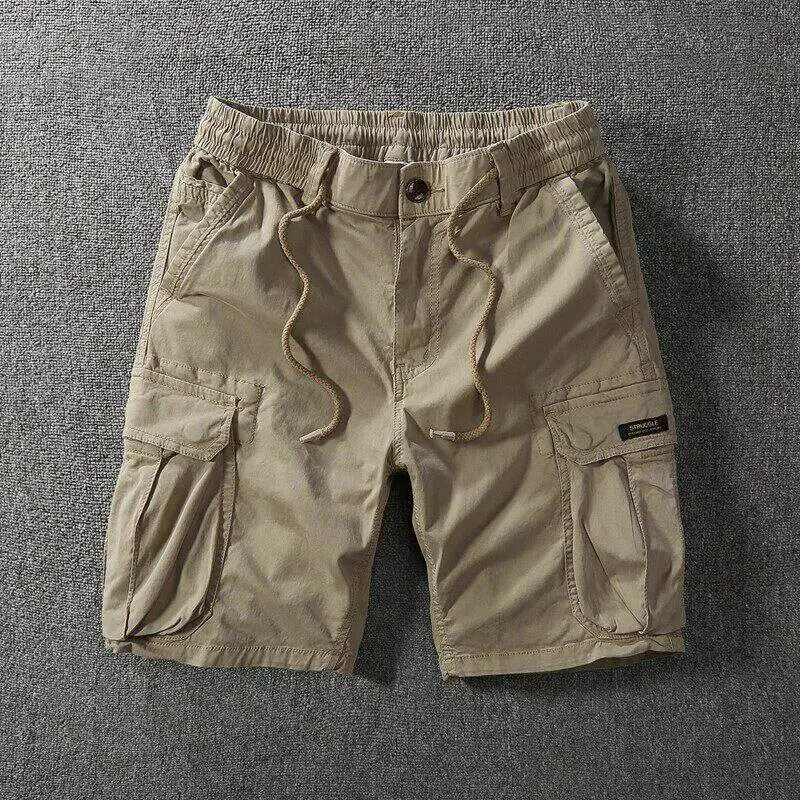 Men's Workwear Shorts Summer Loose Fit Outdoor Five-Pocket Dirt-Resistant Cotton Straight Leg Retro Style Citywalk Shorts