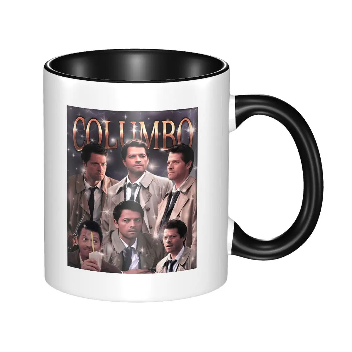 Caneca Supernatural Columbo Castiel, caneca de cerâmica engraçada para café, chá, leite, presentes para mulheres e homens