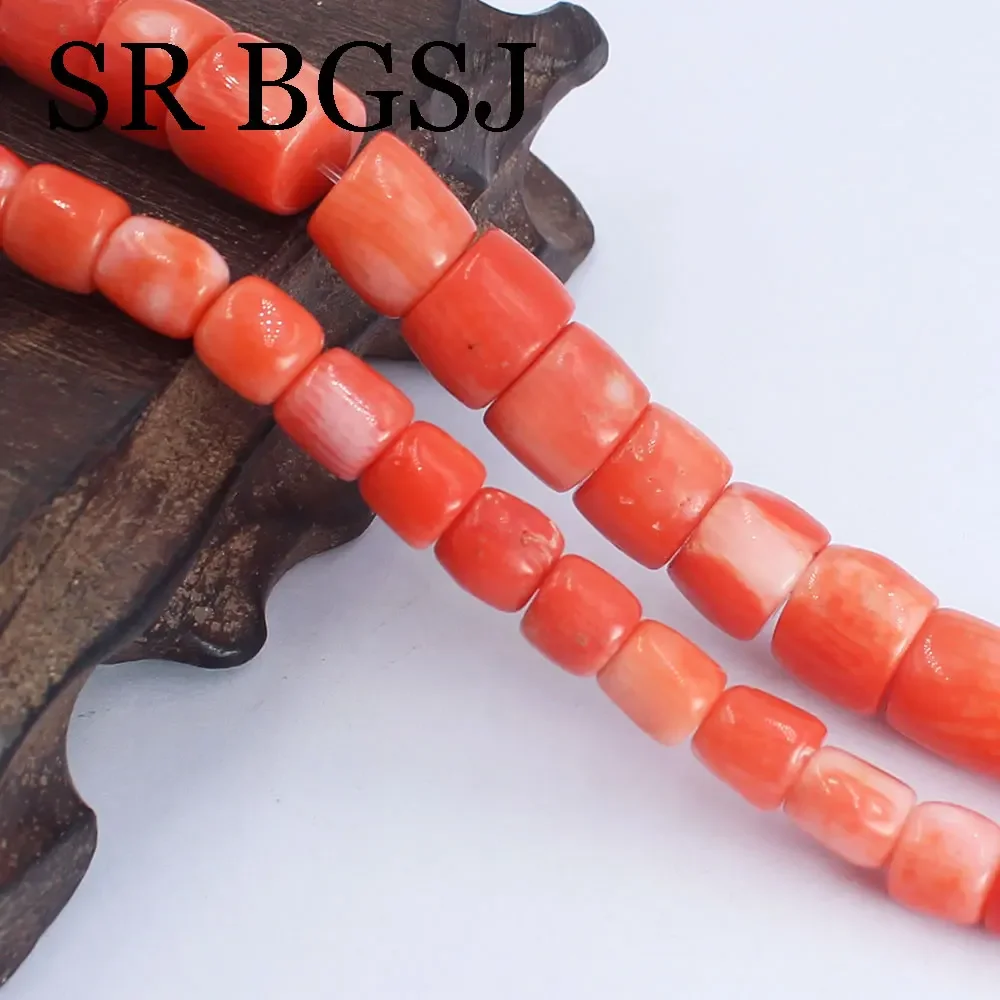 Column Orange Sea Bamboo Coral Beads Exquisite Cylindrical Shape Loose Beads for Making DIY Jewelry Accessories 15\