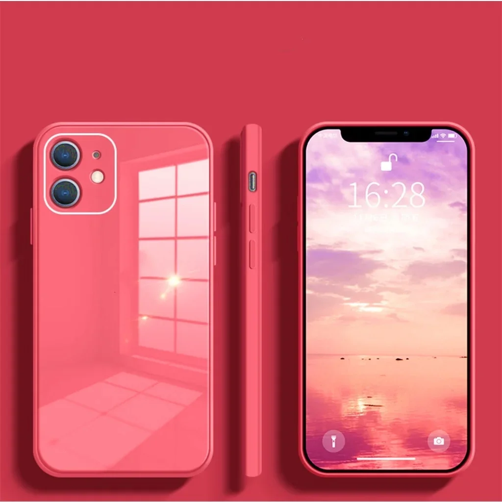 Soft Silicone Frame Case For iPhone 15 14 13 12 Mini 11 Pro XS Max XR X SE 2022 2020 8 7 6 Plus Toughened Glass Back Cover YTT