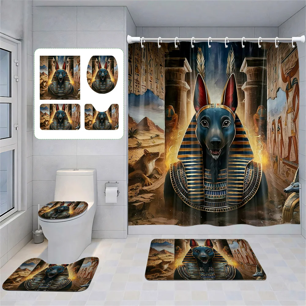 Home shower curtains bathroom Decora waterproof fabric non-slip bath mat water absorption curtain Modern Nordic Egypt pharaoh