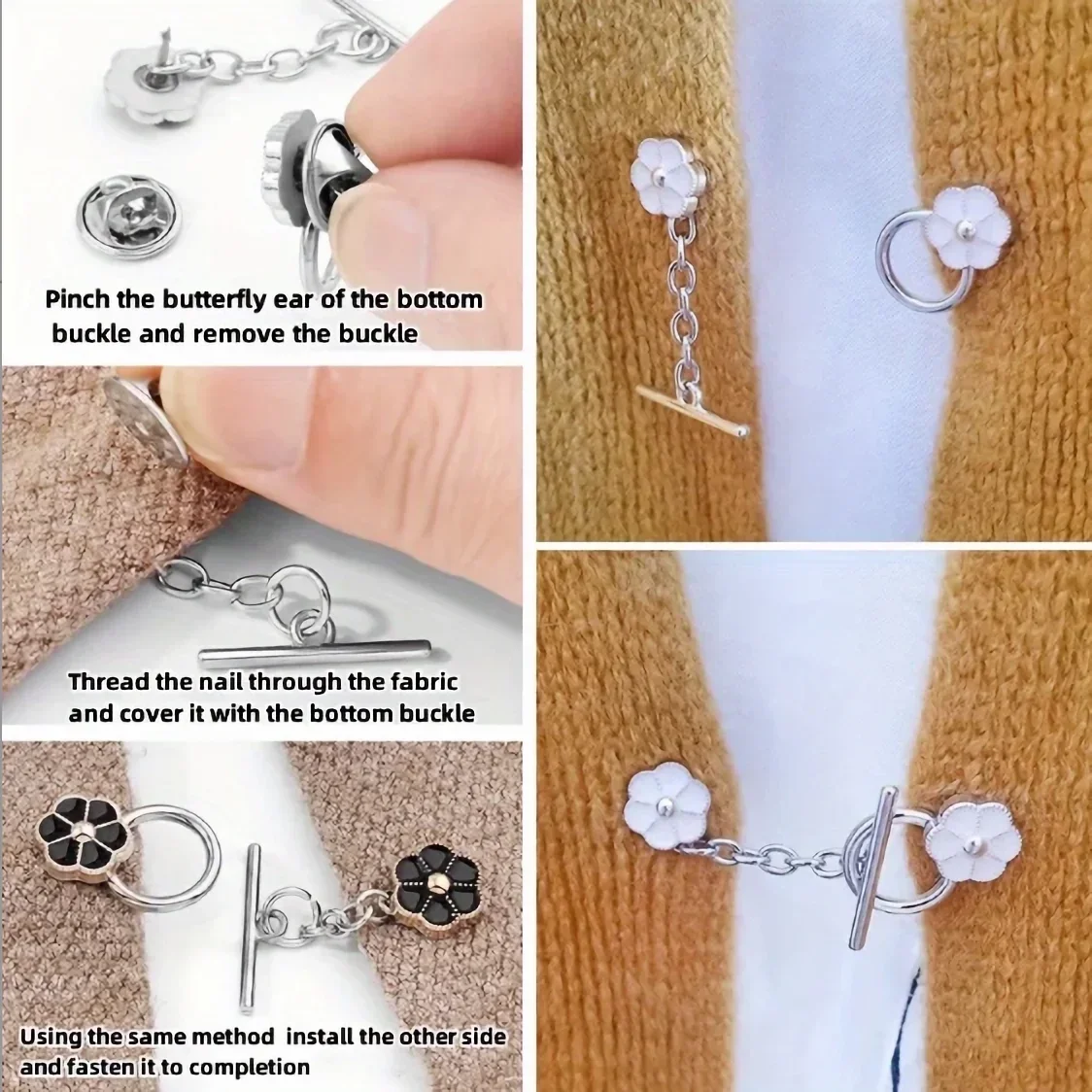 5sets Metal OT Button Up Clothes With No Sewing, Mother Button Up, Coat, Sweater, Cardigan, Women\'s Decorative Brooch Button