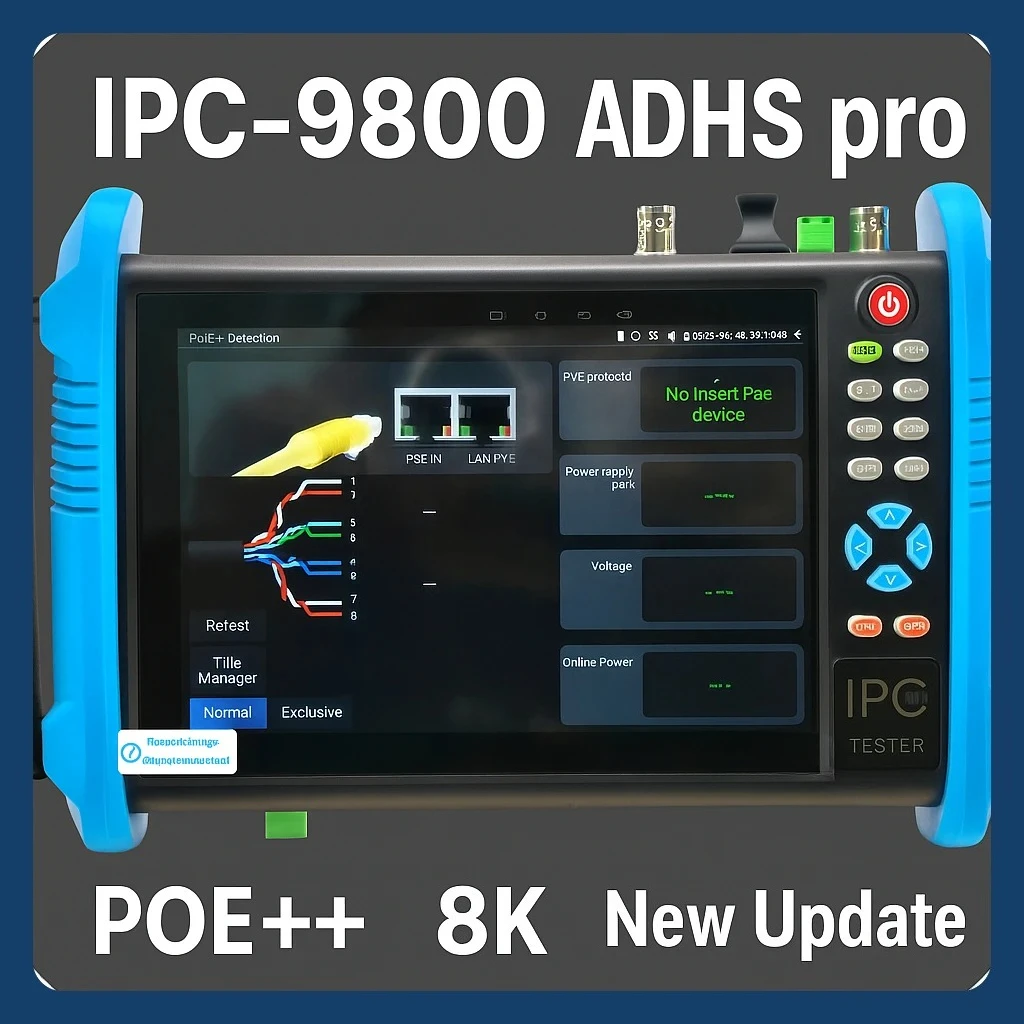 9800CLMOVTADHS-Pro IPC CCTV Tester 8MP AHD CVI TVI Camera 8K H.265 IP Camera Tester 7'' IPS Screen VGA Input Upgraded IPC