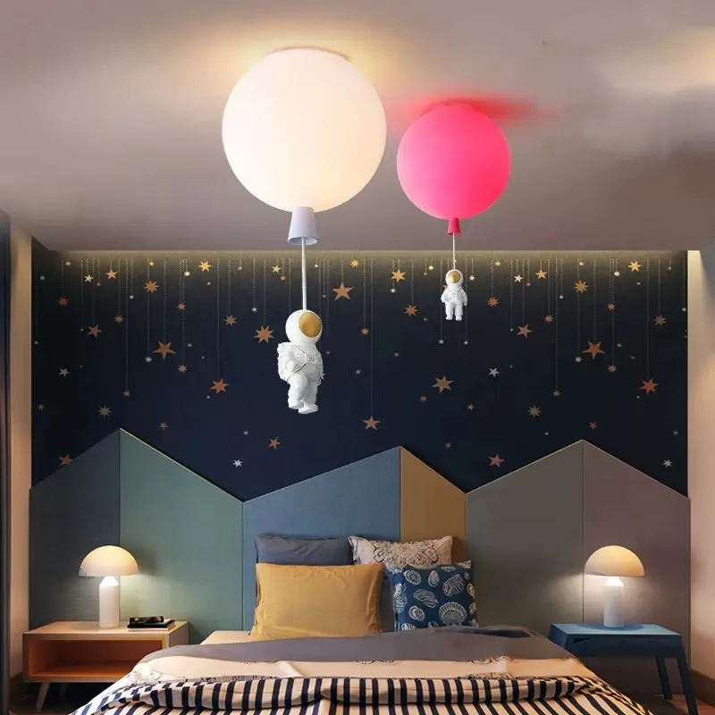 

New Colorful Astronaut Balloon Bedroom Light Simple and Personalized Creative LED Children's Room Ceiling Light