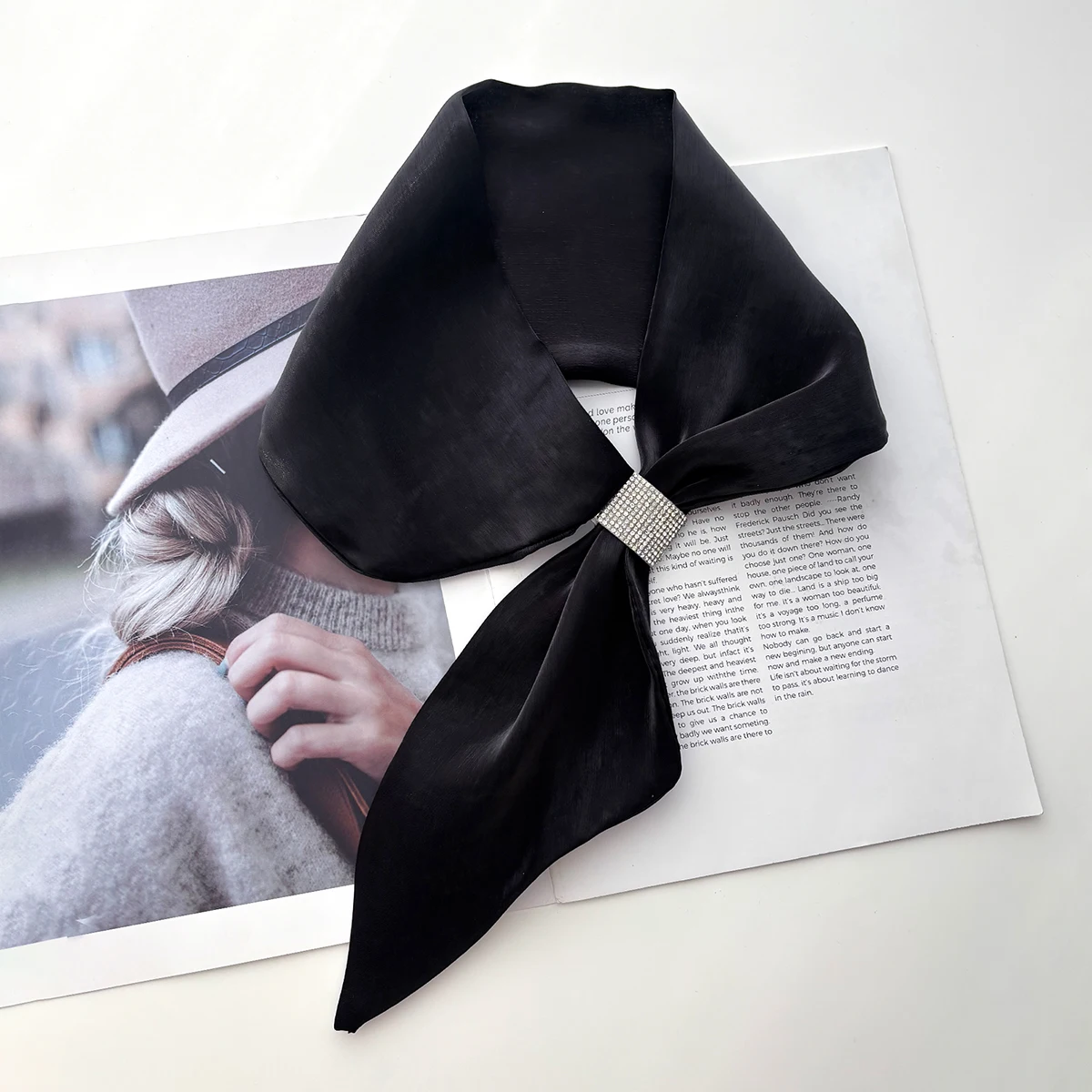 

Сплошной цвет, узкий шарф для женщин, роскошный ободок для волос, мягкая шелковая лента с пятнами, модная сумка на шею, дизайнерский ремень на запястье на каждый день