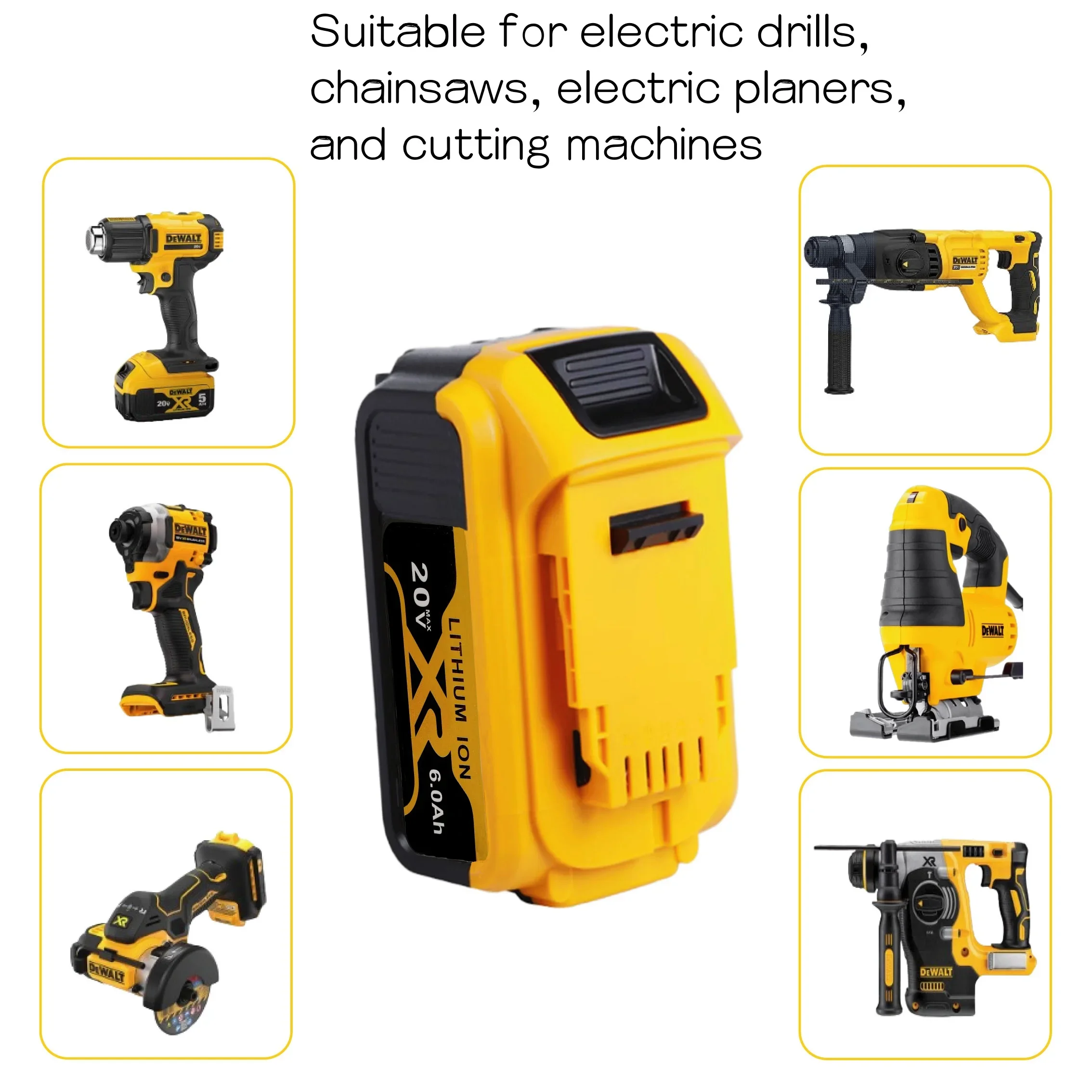 New Dewalt 20V 6.0Ah high-capacity tool battery, suitable for DCB200 DCB115 DCB118 18V/20V universal replacement battery