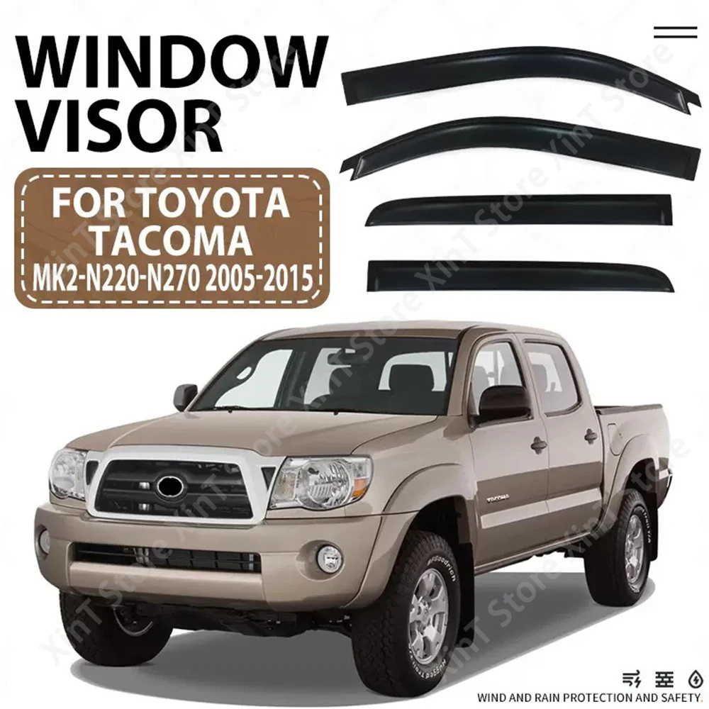 Visera para Ventana de TOYOTA TACOMA N220/N240/N250/N260/N270 2005-2014 2015 ACCESS CAB, Deflectores de Viento, Protectores de Lluvia, Visera para Puerta