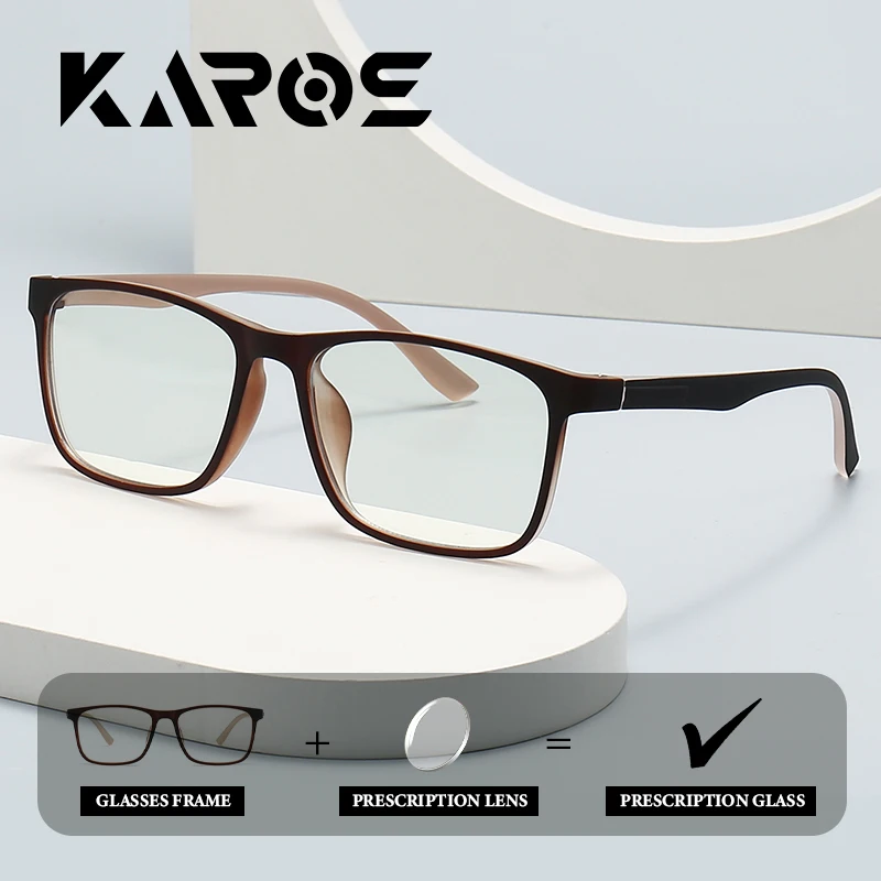 

KAROS Sophisticated Large Square Frame Prescription Eyeglasses Photochromic Anti-Blue Light Progressive Multifocal Lens