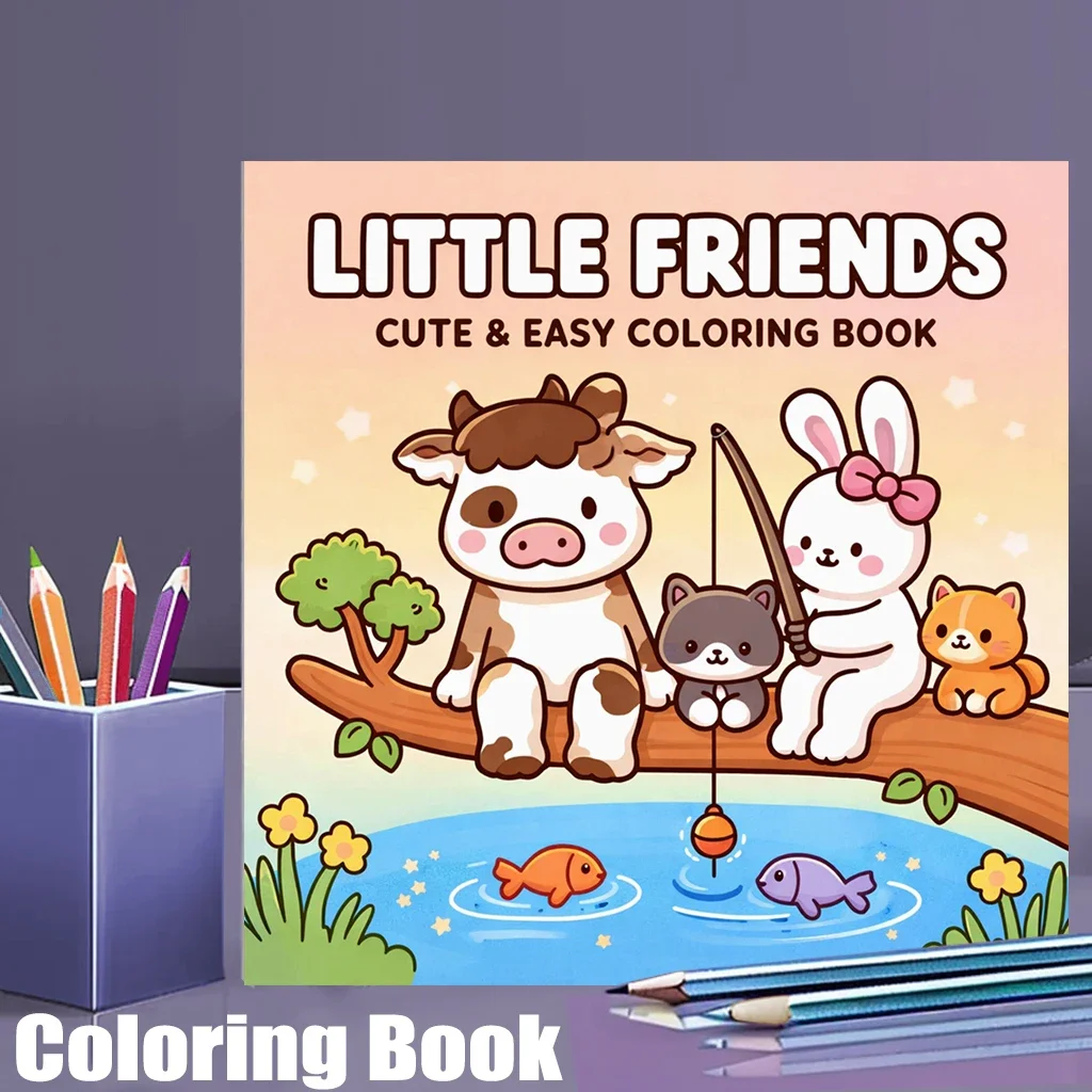 28 Pages Little Friend Coloring Book for Adult | Colouring Book for Stress Relief, Birthday Day Gift, Back to School Supplies