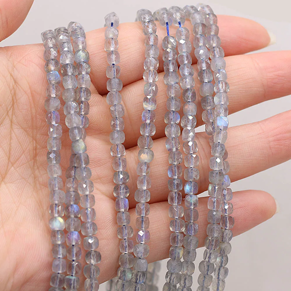 Natural Flash Labradorite Small Square Spacer Beads 2/4mm 38cm Loose Beads for DIY Jewelry Making - Necklace Bracelet Accessorie