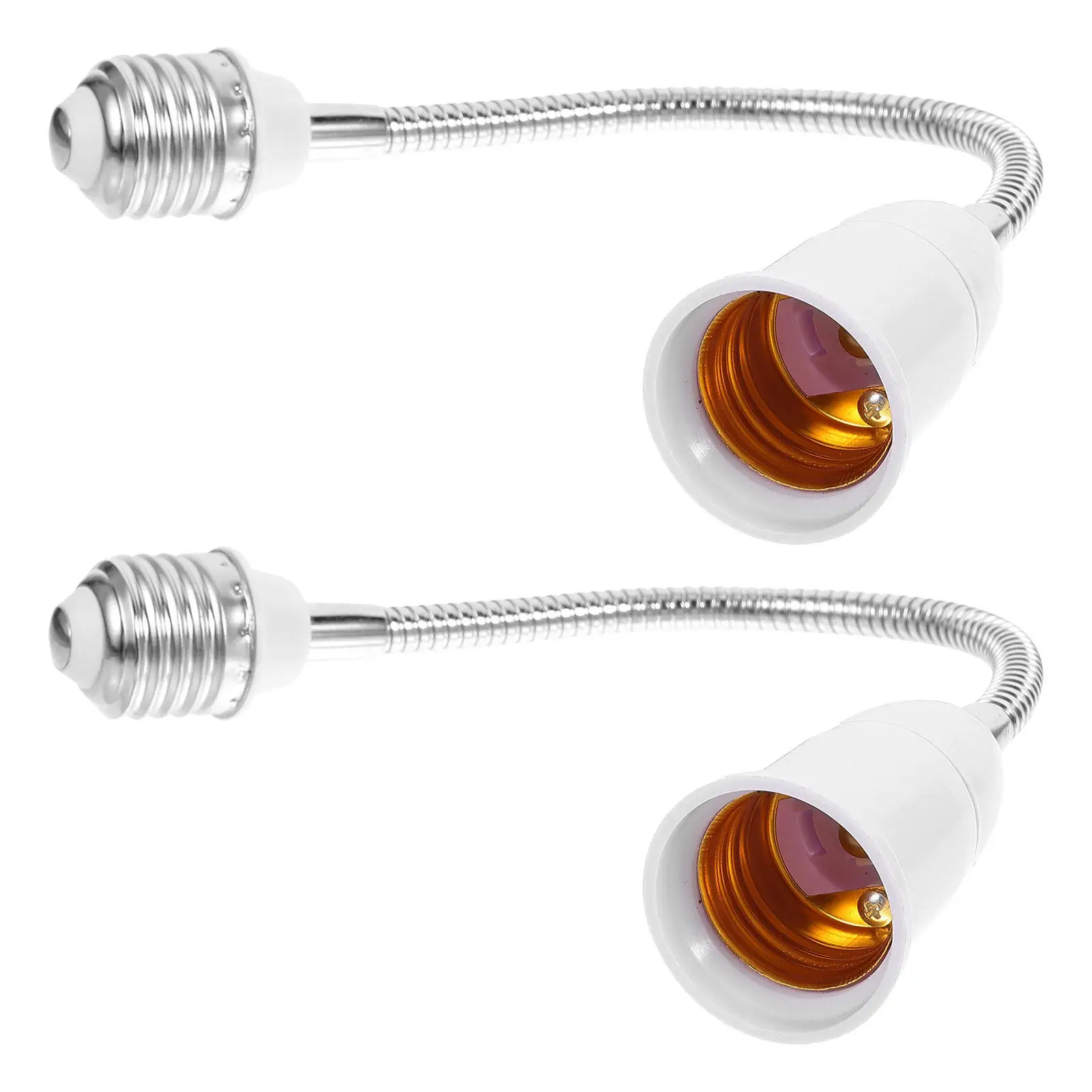 2Pcs Swivel Light Socket Converter E27 Bulb Base Adapter Flexible Gooseneck Light Bulb Socket Extender for LED Lamps Universal
