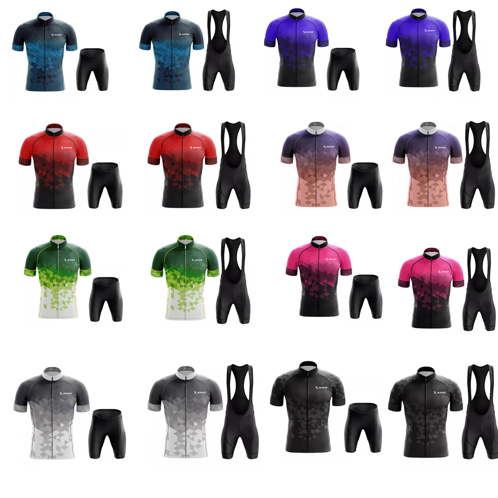 

AUDAX cycling short sleeved set, quick drying, sweat wicking, breathable bicycle sports shirt, mountain bike top and pants