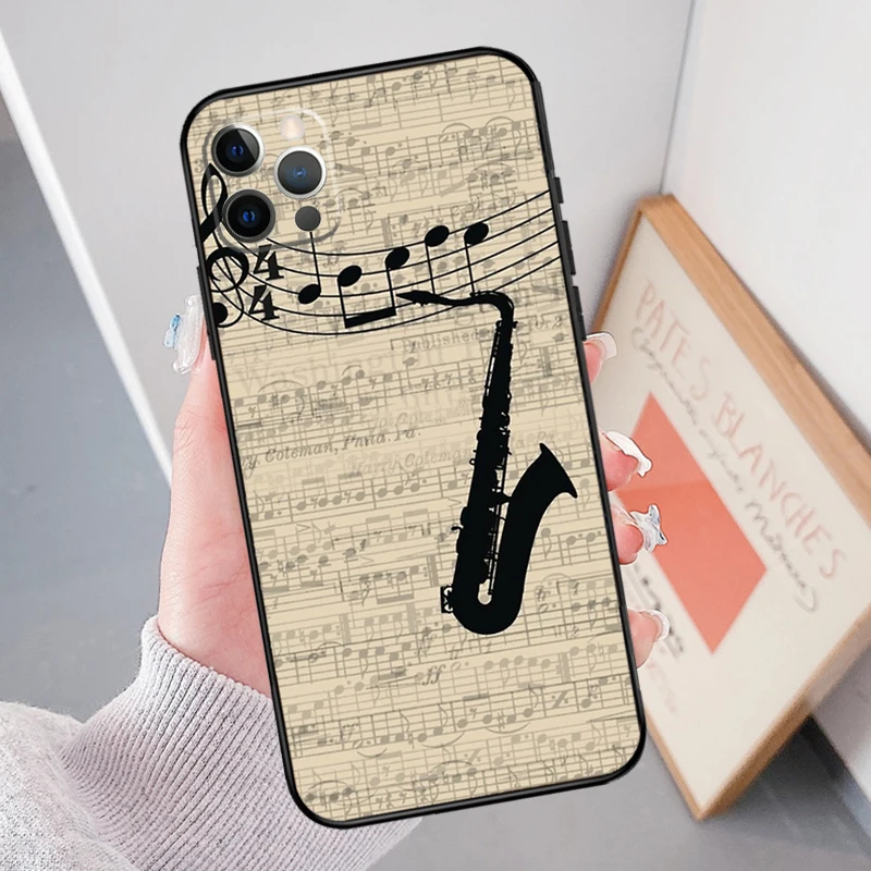 Musical Instruments Saxophone Case Cover For iPhone 12 13 Mini 11 14 15 Pro Max Plus X XS XR SE 2020 SE 2022 7 8 Coque