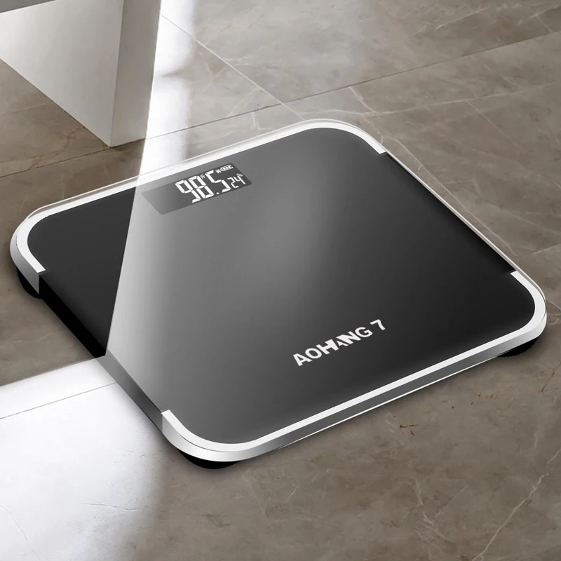 Bathroom Scale Digital Weighing Scale with High Precision Sensors and Tempered Glass, Ultra Slim, Step-on Sensor, 180KG Capacity