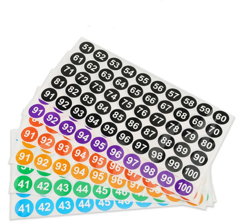 1pcs Number Stickers  2.54cm Waterproof Round Self-Adhesive Label Storage Classification Office School Accessories