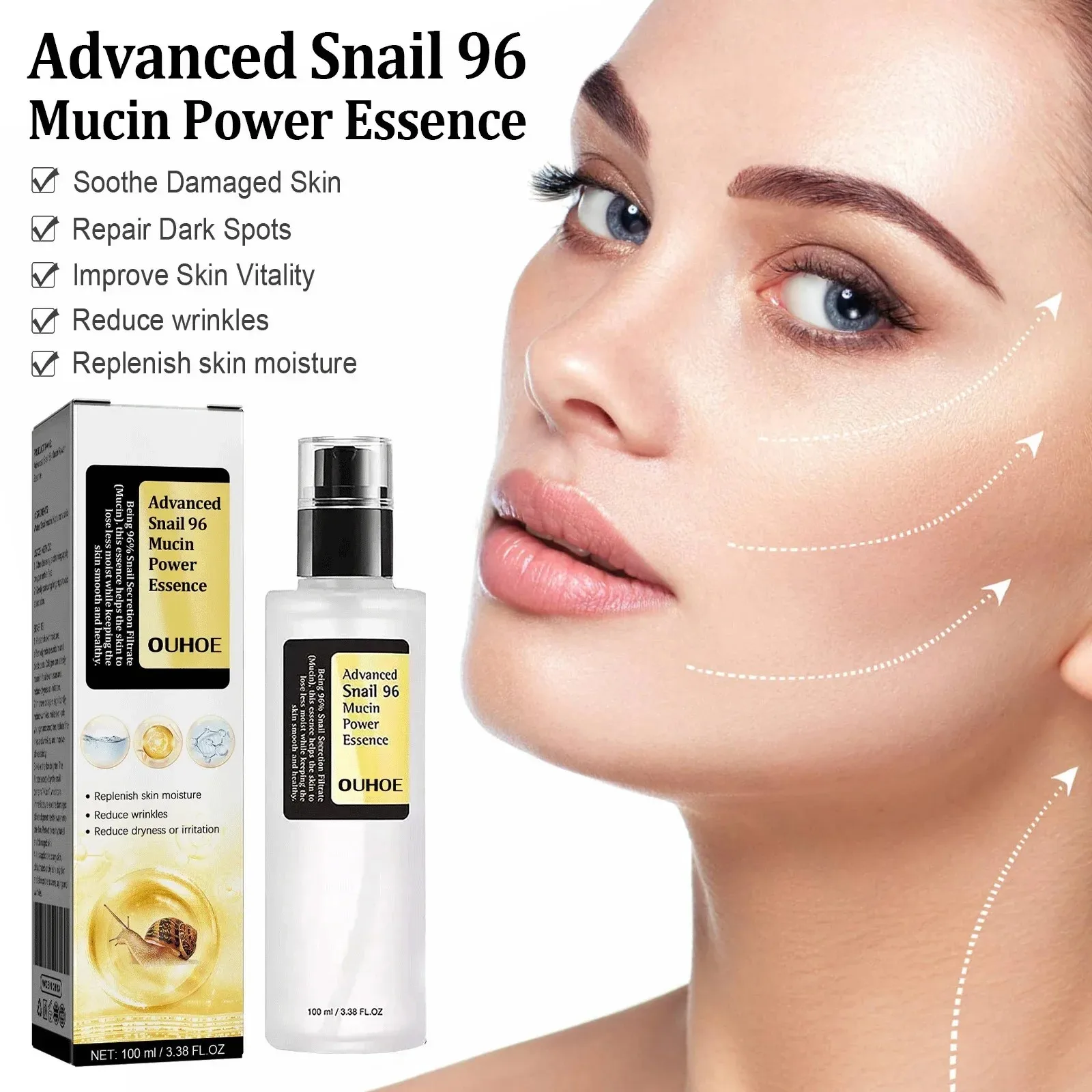 Anti-Wrinkle Snail Mucin Essence Face Cream Repairing Lift Firm Anti-Aging Fade Fine Lines Acne Treatment Brightening Skin Care