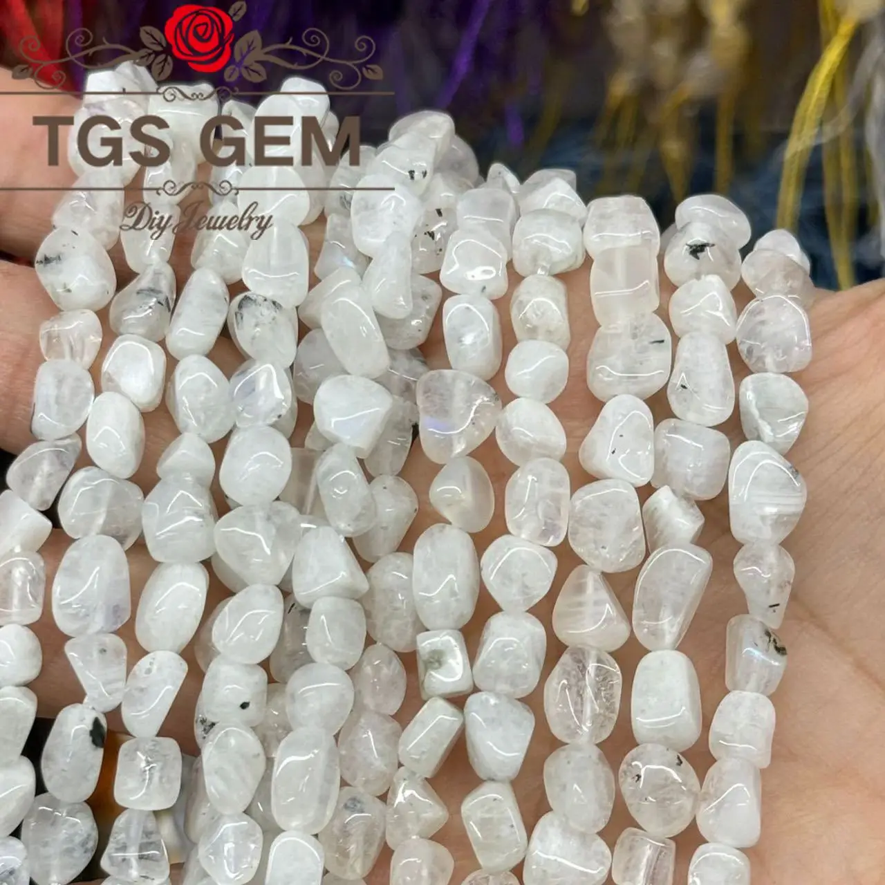 

Factory 6-8mm natural Indian Blue Moonlight small irregular gemstone fragments jewelry beadsDIYbracelet accessories