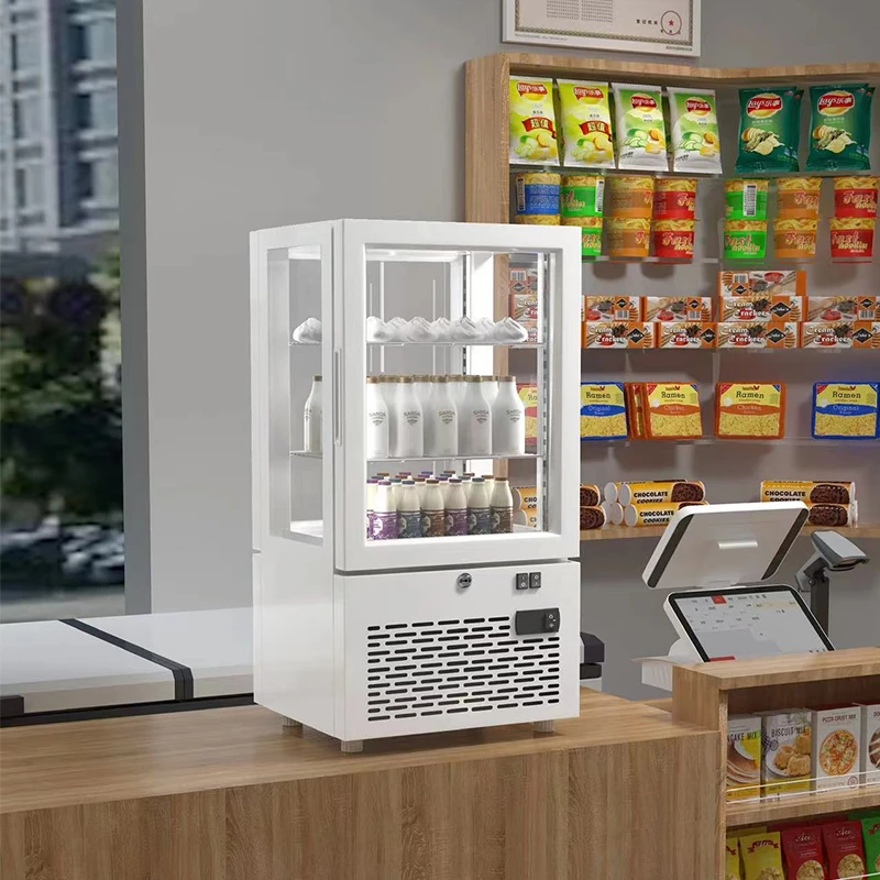 custom.Vertical Beer Showcase Refrigerator Auto Defrost Four-Sided Glass Display Freezer Bar Drink Applications