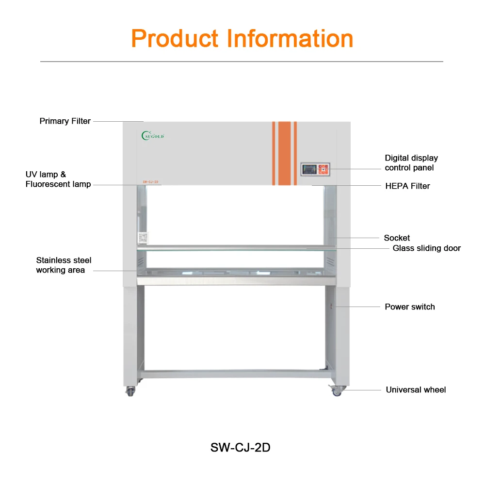New clean table HEPA filter, stainless steel grade 100, customizable options, vertical laminar flow cabinet