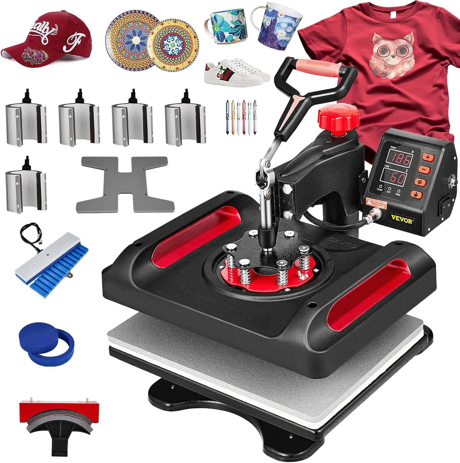 11 in 1 Heat Press Machine 15x12 Inch Tshirt Press Machine 360° Swing Away Digital Shirt Printing Multifunction