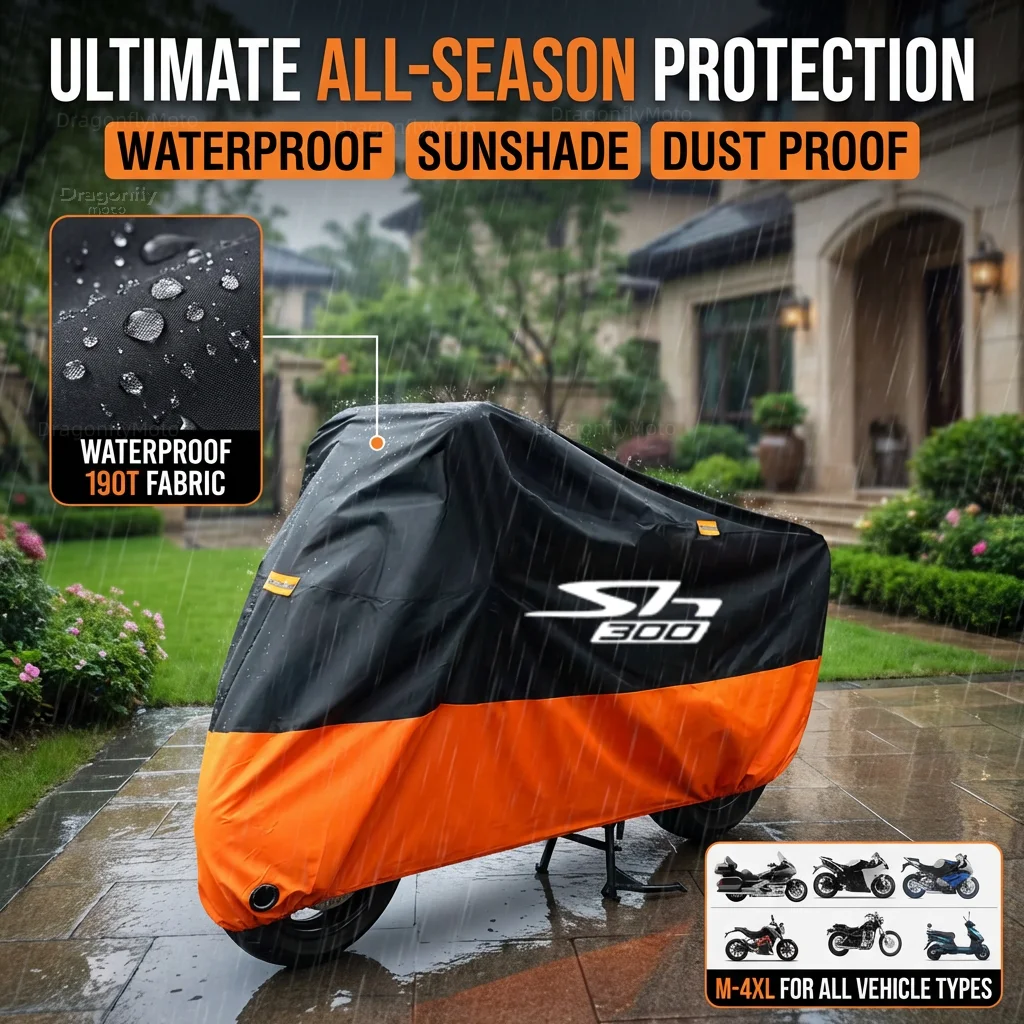 

For Honda SH300 SH 300 SH300I SH 300I I Motorcycle Cover Thick 210D Waterproof Outdoor Uv Protective Dust Rain Sunshade