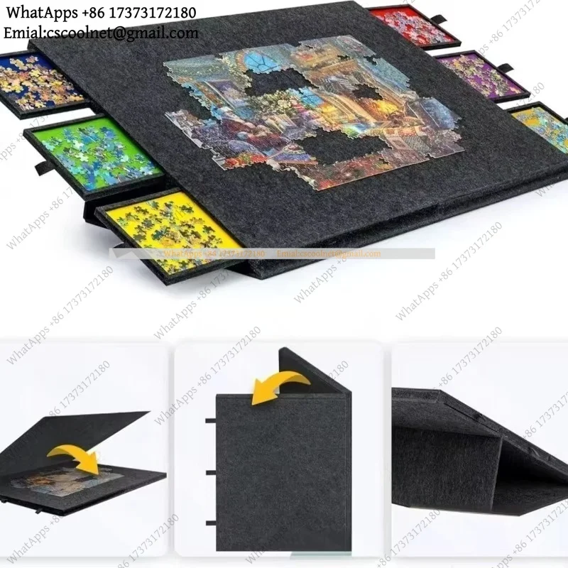 JS03 2000 Pieces Felt Puzzle Mat, Foldable Anti-Slip Puzzle Board, Portable & Easy To Store