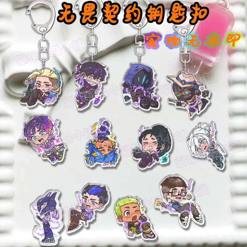 VALORANT Acrylic Keychain Jett Clove Sage Iso Yoru Gekko Cypher Sova Omen Lovely Game Fan‑made Merchandise Key Holder Accessory