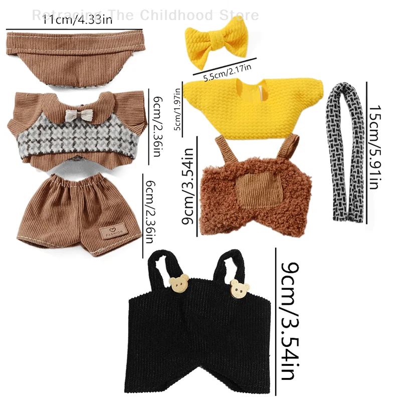 1Set Labubu Poppenkleertjes Accessoires Casual Overalls Pak Cartoon Labubu Pluche Poppenkleertjes DIY Dress Up Speelgoed Voor Kid geschenken