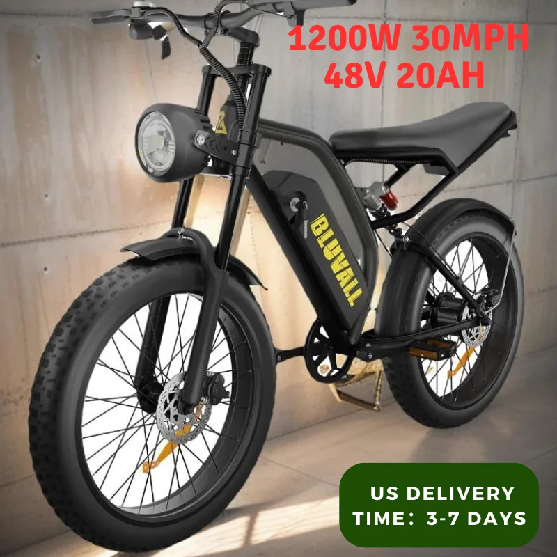 

BLUVALL K6Adults Electric Bike 1000W Motor Bicycle 48V 20/25AH 20 Inch Tire Ebike Electric E Bikes Mountain Moped Ebikes