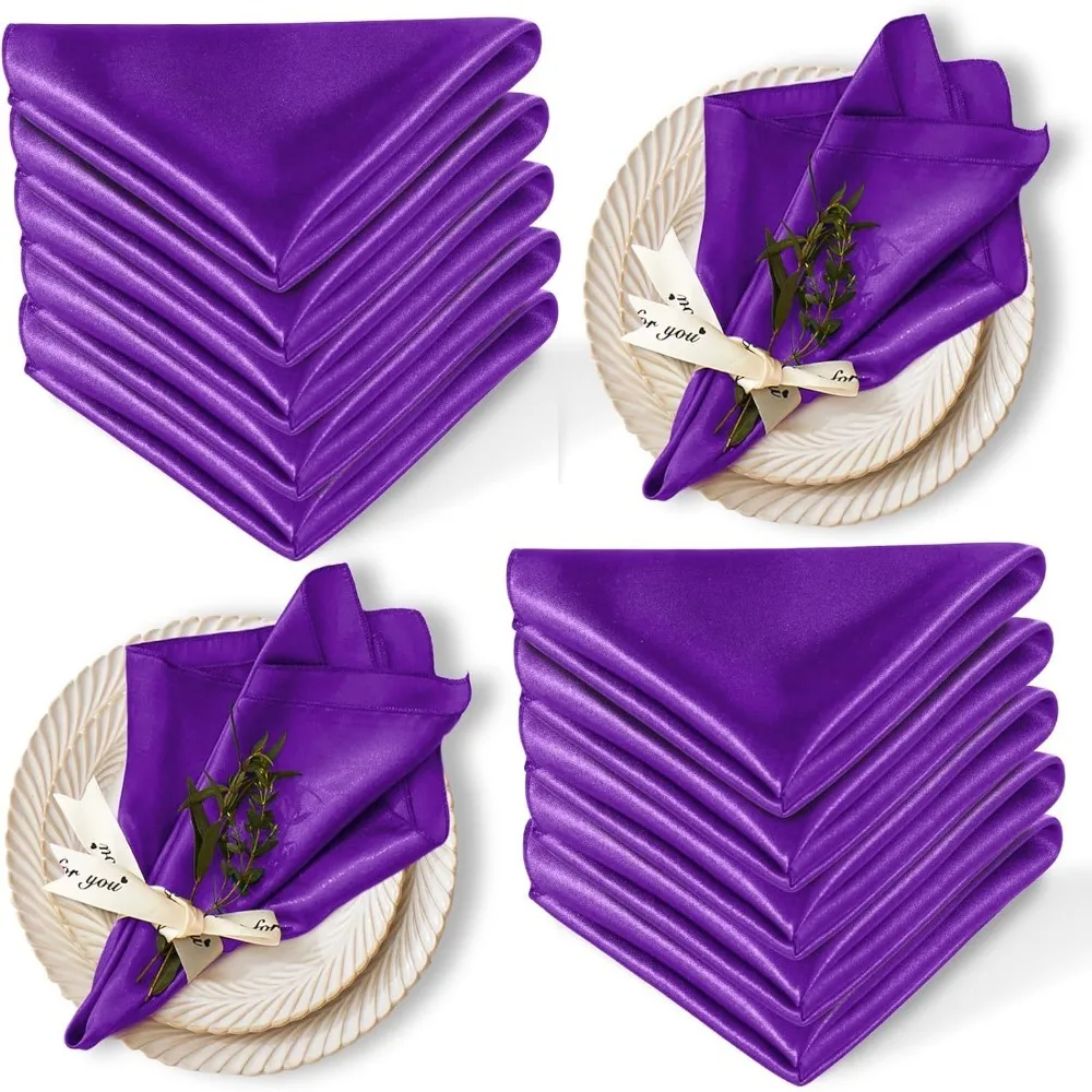 

10pcs Luxurious 30x30cm Satin Napkin Soft Washable Dinner Napkins Reusable Table Napkins Hotel