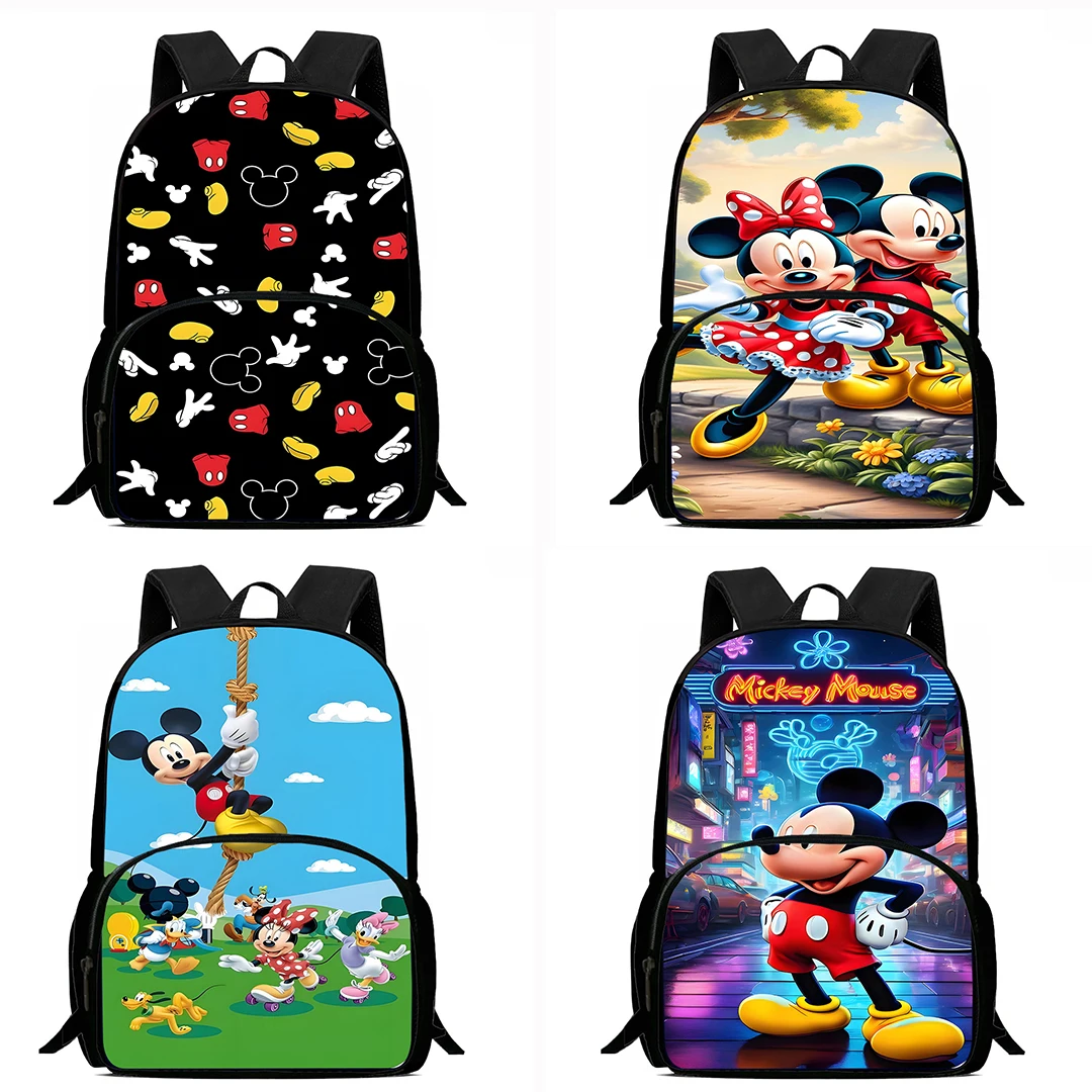 Backpacks Anime Mickey Minnie Boys and Girls Student Birthday Gift Child School Bags Large Capacity Camping Durable Rucksack