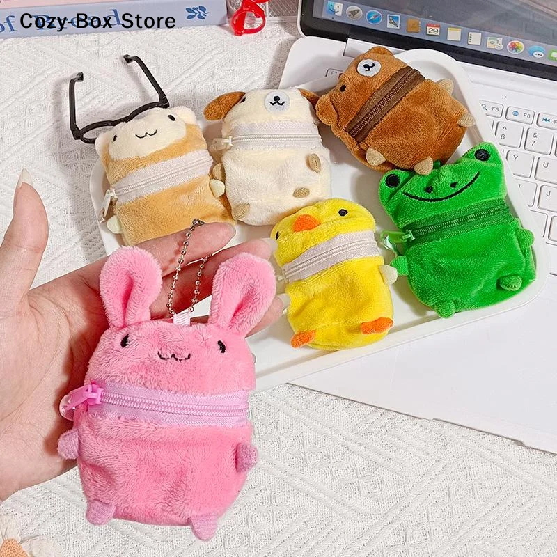 

[ZY]Mini Pink Fluffy Rabbit Coin Purse Keychain Bag Charm Cute Cartoon Headphone Case Storage Bag Creative Festival Supplies[ZY]