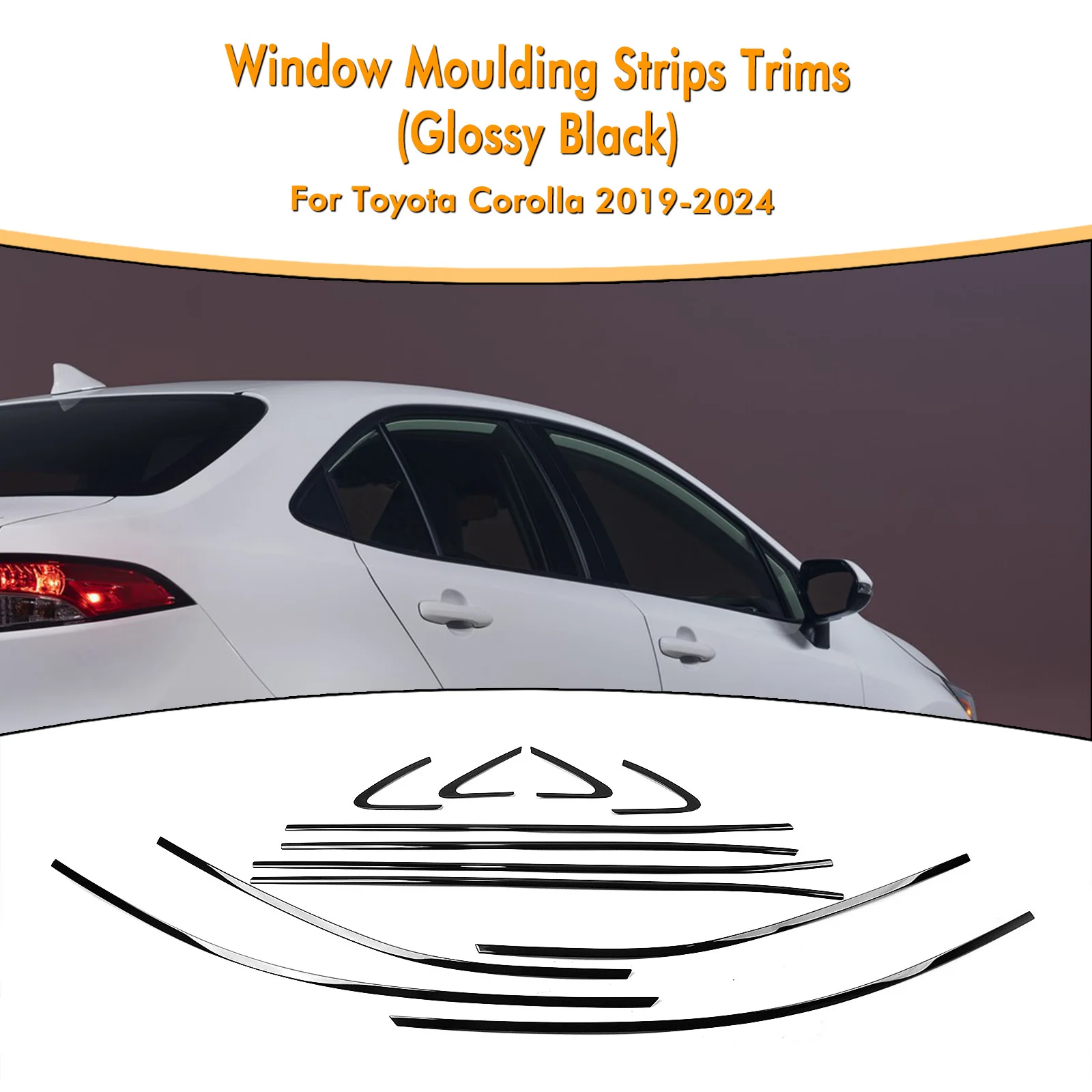 

Наклейка на окно автомобиля, накладка на рамку для Toyota Corolla 2019 2020 2021 2022 2023 2024