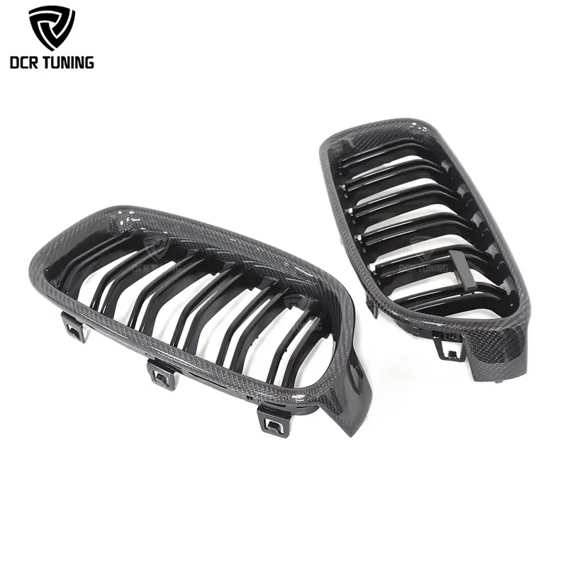 Carbon Fiber Front Kidney Grille for BMW 3 Series F30 Sedan 2014-2017 Dual-Slat Air Vent Grill Replacement