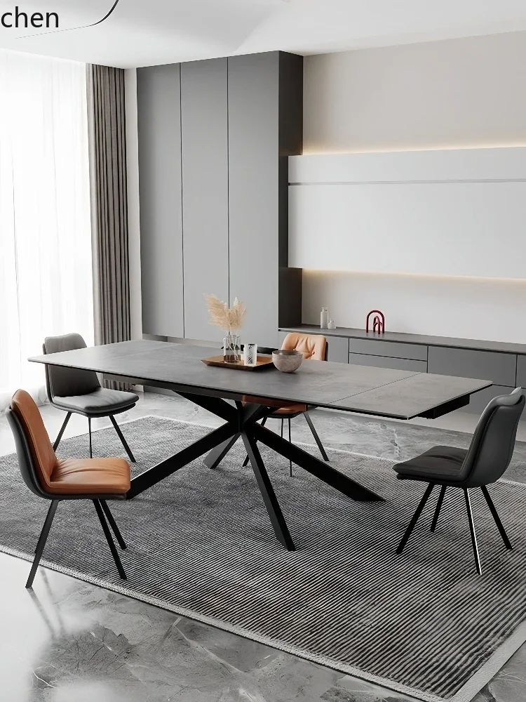 Picture 4: C6.15 telescopic rock slab dining table folding stretchable simple household light luxury dining table