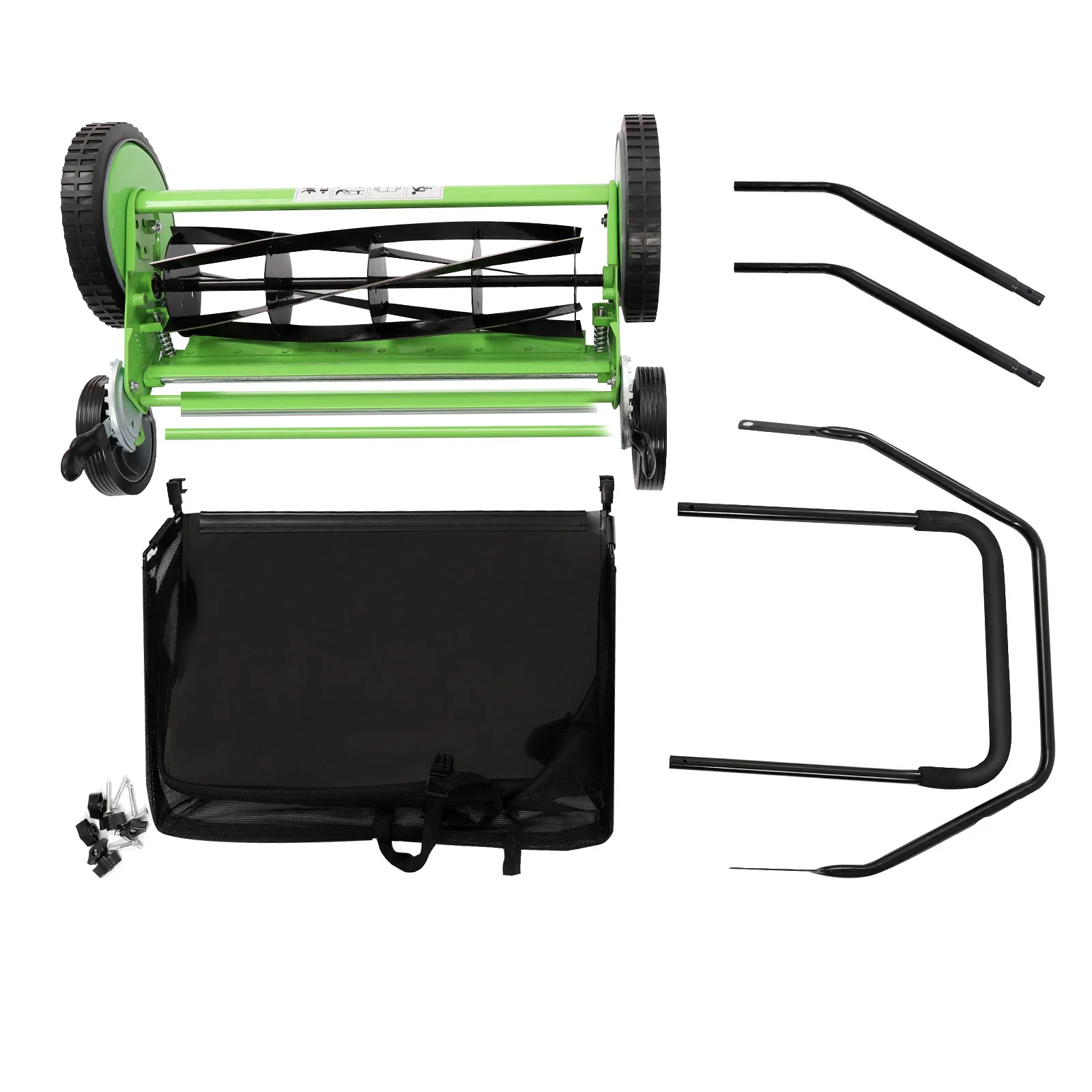 

20-Inch Manual Reel Lawn Mower Manganese Steel 9-Height Adjustable 1.33-2.51 in, 5381 ft² Coverae Quiet Push Mower