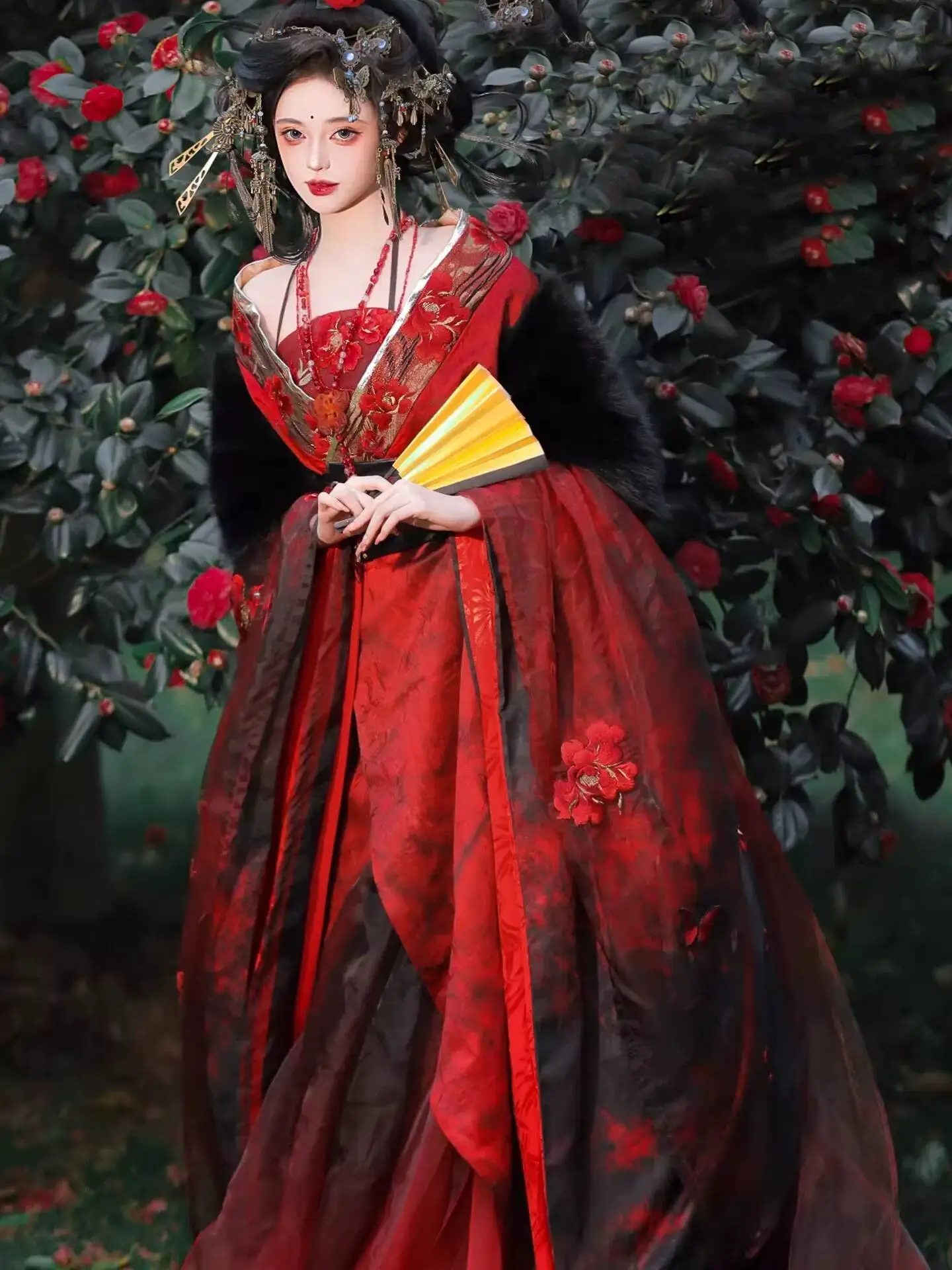 New Datura Red Hanfu Women Ancient Style Heavy Industry Embroidery Warring States Robe Xianxia Costume Drama view 3